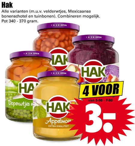 Hak   groenteconserven, appelmoes folder aanbieding bij  Dirk - details