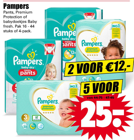 het ergste spier kern Pampers billendoekjes, luiers folder aanbieding bij Dirk - details