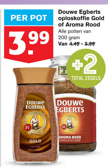 Douwe Egberts   oploskoffie folder aanbieding bij  Hoogvliet - details