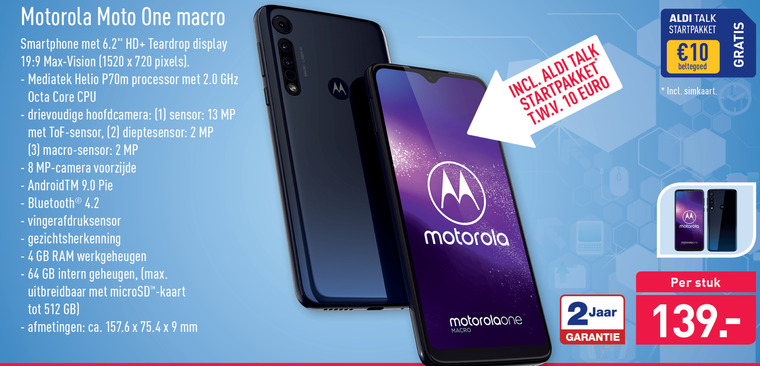 Motorola   simlock vrije mobieltje folder aanbieding bij  Aldi - details