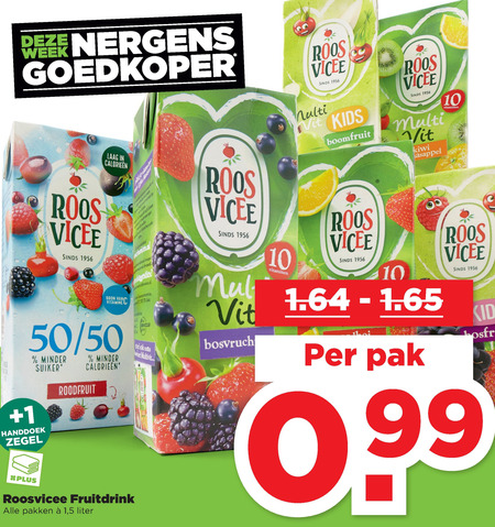 Roosvicee   fruitdrank folder aanbieding bij  Plus - details