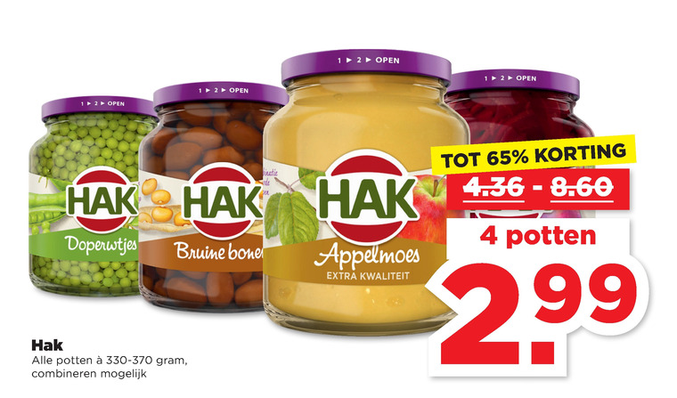 Hak   appelmoes, groenteconserven folder aanbieding bij  Plus - details