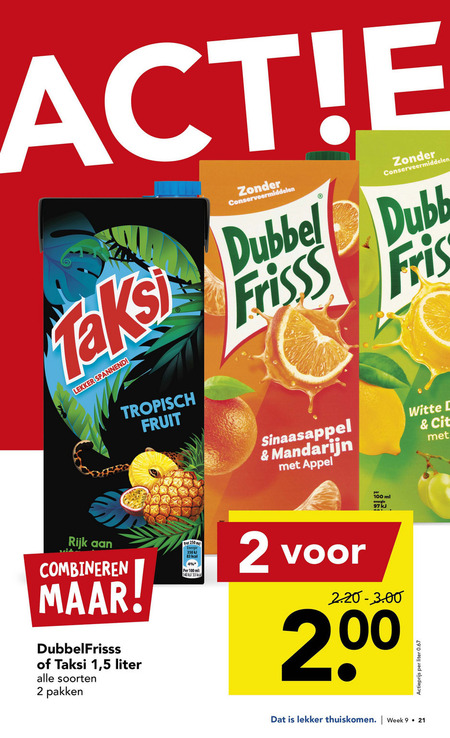 Taksi   fruitdrank folder aanbieding bij  Deen - details