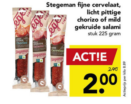 Stegeman   chorizo, cervelaatworst folder aanbieding bij  Deen - details