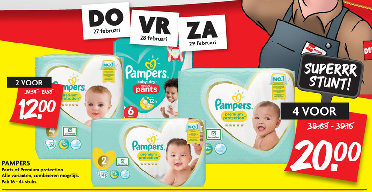 Pampers   luierbroekjes, luiers folder aanbieding bij  Dekamarkt - details