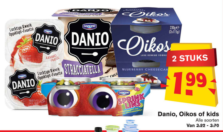 Danone Oikos   vruchtenyoghurt, kwark folder aanbieding bij  Hoogvliet - details