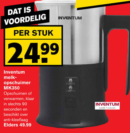 Inventum   melkopschuimer folder aanbieding bij  Hoogvliet - details