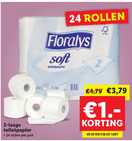 Floralys   toiletpapier folder aanbieding bij  Lidl - details
