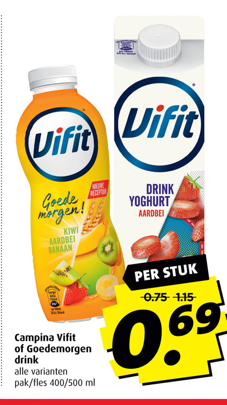 Vifit   drinkyoghurt, melkdrank folder aanbieding bij  Boni - details