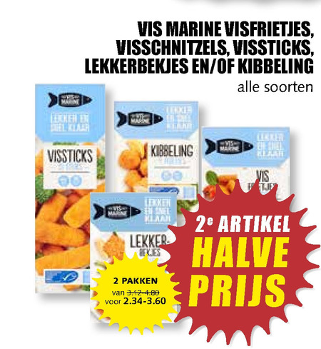 Vis Marine   kibbeling, visschnitzel folder aanbieding bij  MCD Supermarkt Basis - details