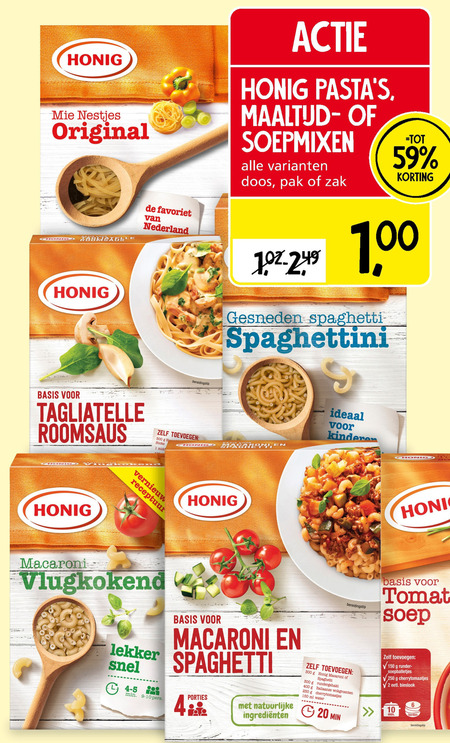 Honig   spaghetti, pasta folder aanbieding bij  Jan Linders - details