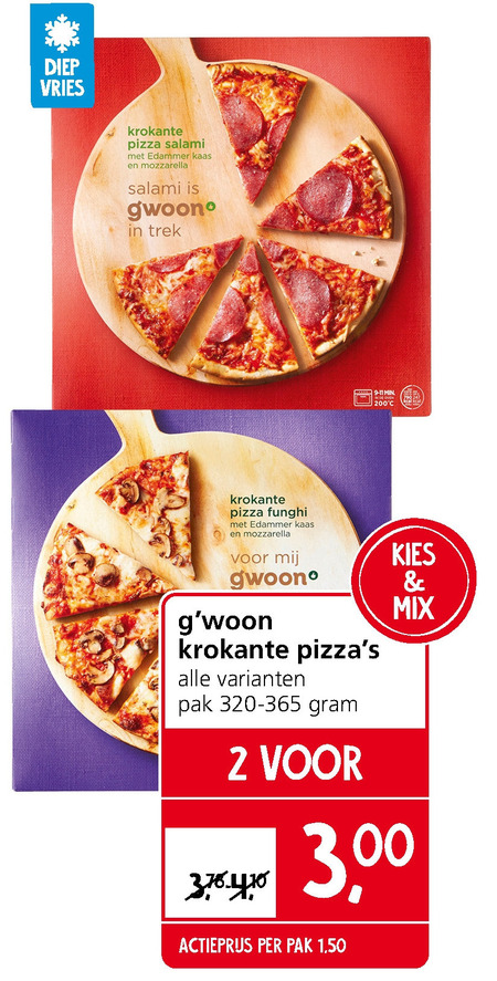 Gwoon   diepvriespizza folder aanbieding bij  Jan Linders - details