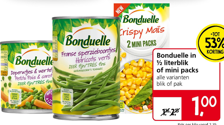 Bonduelle   groenteconserven folder aanbieding bij  Jan Linders - details