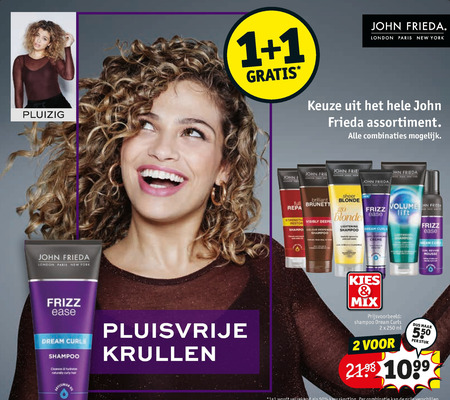 John Frieda   cremespoeling, conditioner folder aanbieding bij  Kruidvat - details