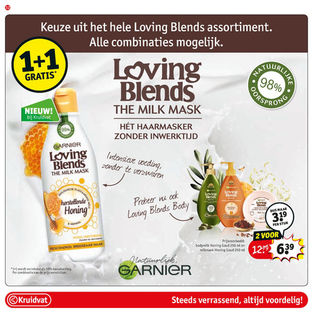 Garnier Loving Blends   conditioner, shampoo folder aanbieding bij  Kruidvat - details