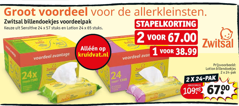 Zwitsal   billendoekjes folder aanbieding bij  Kruidvat - details