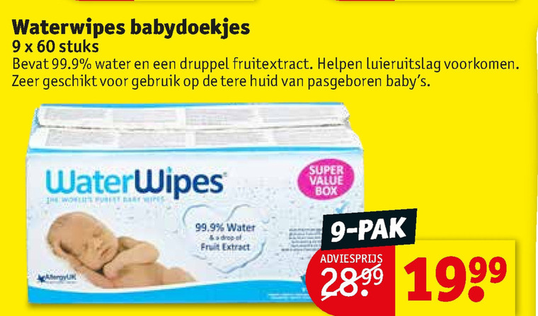 Waterwipes   billendoekjes folder aanbieding bij  Kruidvat - details