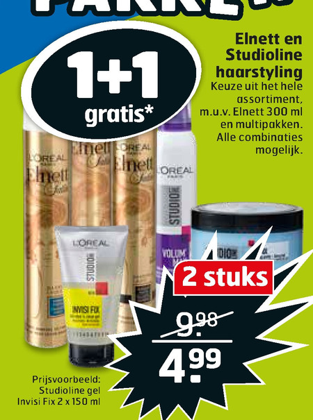 Elnett   haargel, hairspray folder aanbieding bij  Trekpleister - details