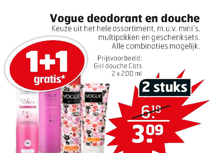 Vogue   deodorant, douchegel folder aanbieding bij  Trekpleister - details