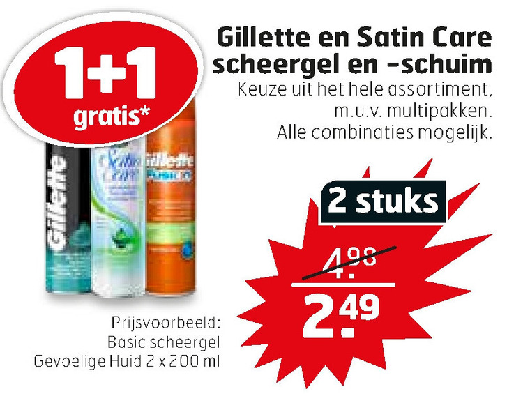 Gillette Satin Care   scheergel, scheerschuim folder aanbieding bij  Trekpleister - details