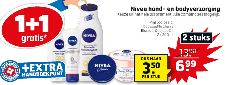 Nivea   handcreme, bodylotion folder aanbieding bij  Trekpleister - details