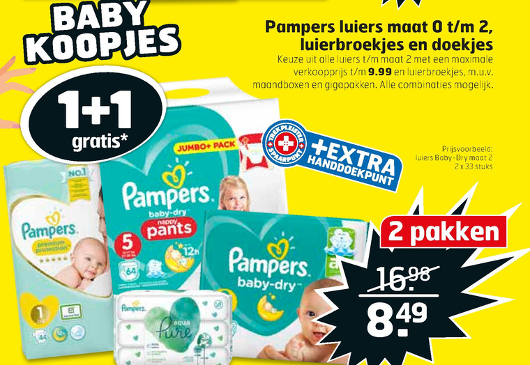 Pampers   billendoekjes, luiers folder aanbieding bij  Trekpleister - details