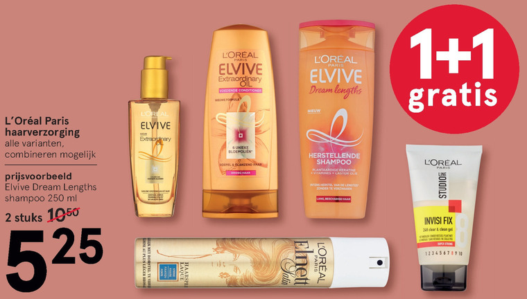 Elvive   shampoo, hairstyling folder aanbieding bij  Etos - details