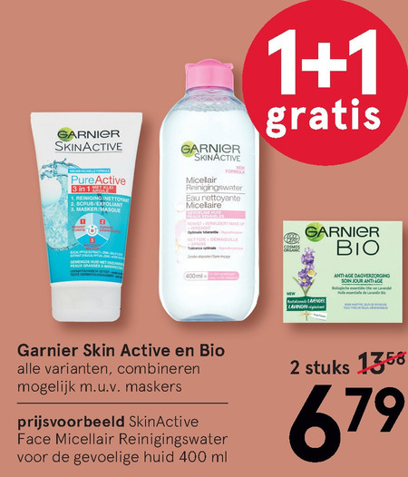 Garnier bio   gezichtsverzorging, reinigingslotion folder aanbieding bij  Etos - details