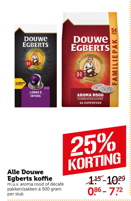 Douwe Egberts   koffiecups, koffie folder aanbieding bij  Coop - details