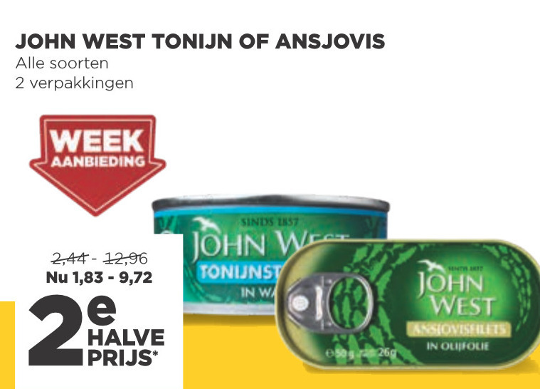 John West   tonijn in blik, ansjovis folder aanbieding bij  Jumbo - details