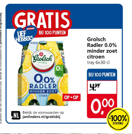 Grolsch   radler bier folder aanbieding bij  Jan Linders - details