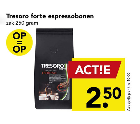 Tresoro Forte   koffiebonen folder aanbieding bij  Deen - details