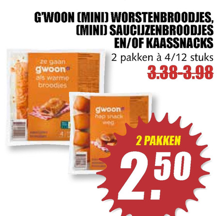 Gwoon   saucijzenbroodje, worstenbroodjes folder aanbieding bij  MCD Supermarkt Basis - details