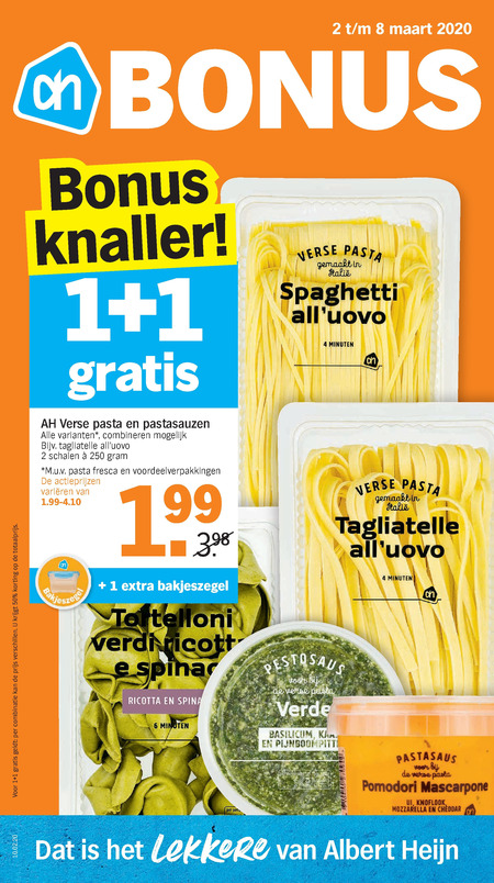 Albert Heijn Huismerk   spaghetti, tagliatelle folder aanbieding bij  Albert Heijn - details