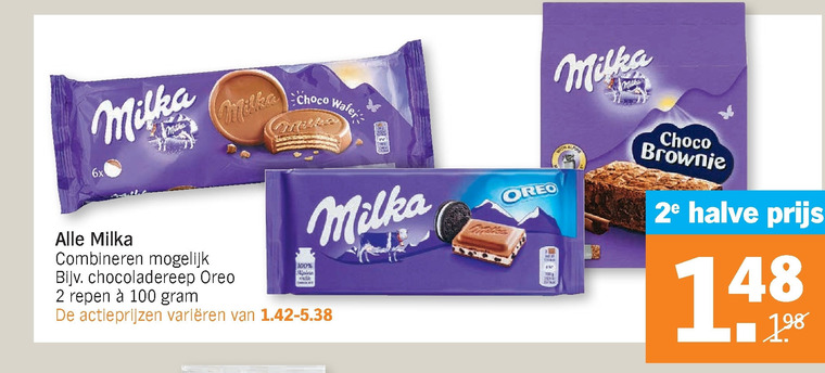 Milka   chocolade, biscuits folder aanbieding bij  Albert Heijn - details