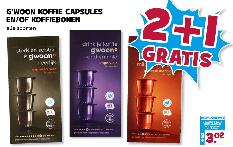 Gwoon   koffiecups folder aanbieding bij  Boons Markt - details