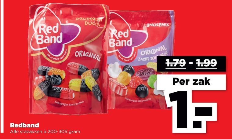 Red Band   snoep, drop folder aanbieding bij  Plus - details