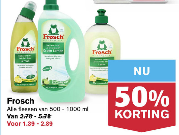 Frosch   allesreiniger, toiletreiniger folder aanbieding bij  Hoogvliet - details