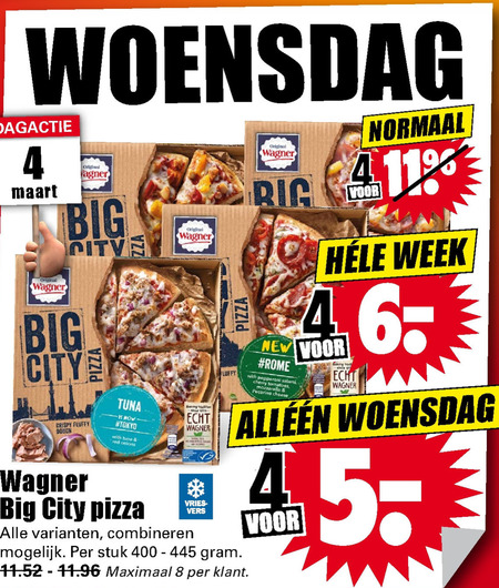 Wagner   diepvriespizza folder aanbieding bij  Dirk - details