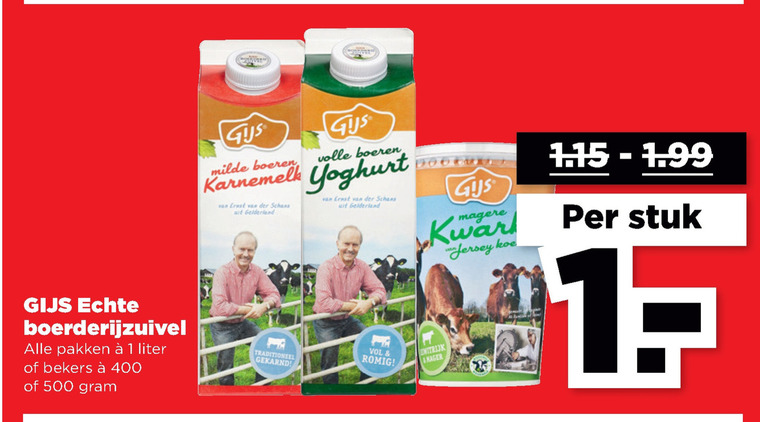 Gijs   kwark, yoghurt folder aanbieding bij  Plus - details