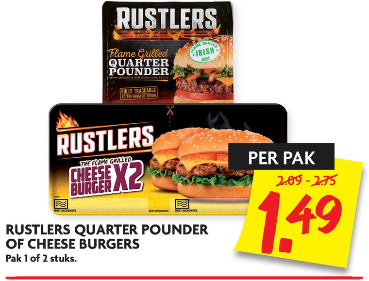 Rustler   hamburger broodje folder aanbieding bij  Dekamarkt - details