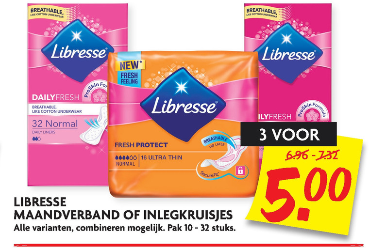 Libresse   inlegkruisjes, maandverband folder aanbieding bij  Dekamarkt - details