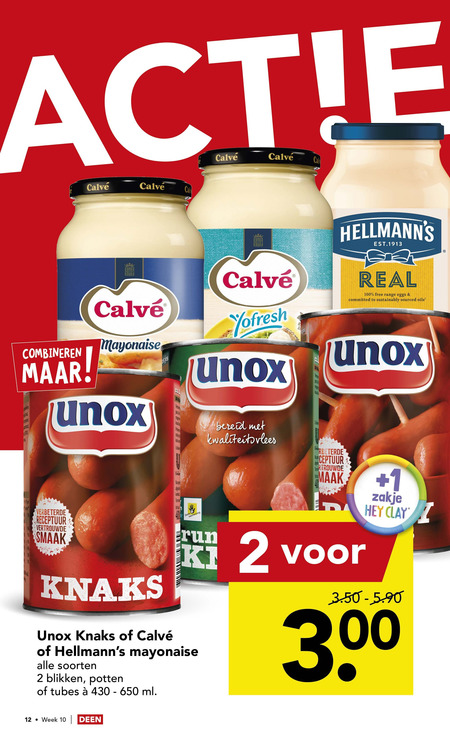 Hellmans   mayonaise, knakworst folder aanbieding bij  Deen - details