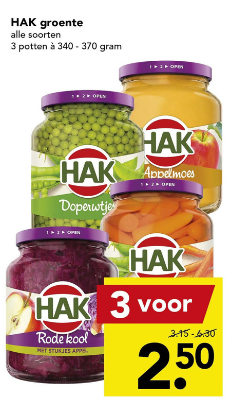 Hak   groenteconserven folder aanbieding bij  Deen - details