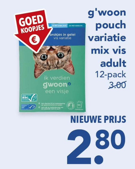 Gwoon   kattenvoer folder aanbieding bij  Deen - details