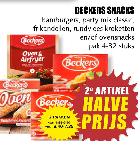 Beckers   snack, hamburger folder aanbieding bij  MCD Supermarkt Basis - details