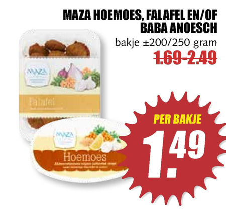 Maza   falafelballetjes, houmous folder aanbieding bij  MCD Supermarkt Basis - details