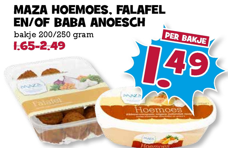 Maza   houmous, falafelballetjes folder aanbieding bij  Boons Markt - details