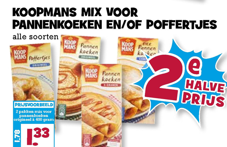 Koopmans   pannenkoekenmix, poffertjesmix folder aanbieding bij  Boons Markt - details