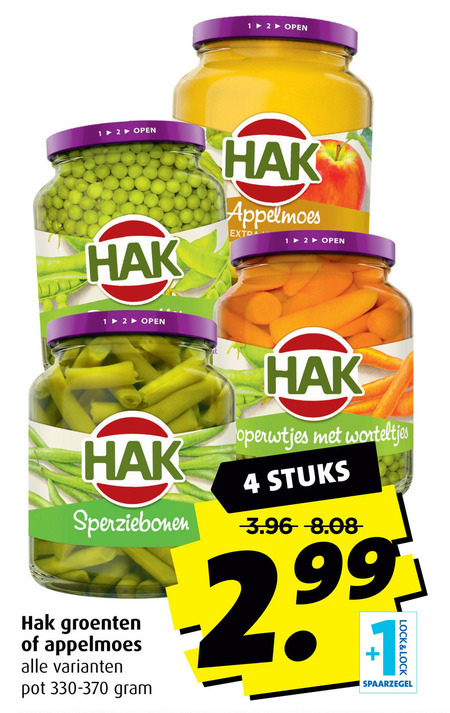 Hak   groenteconserven, appelmoes folder aanbieding bij  Boni - details